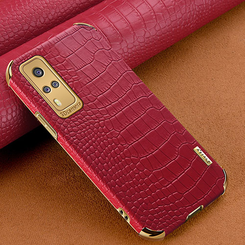 Soft Luxury Leather Snap On Case Cover XD1 for Vivo Y53s NFC Red
