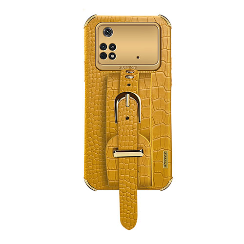 Soft Luxury Leather Snap On Case Cover XD1 for Xiaomi Poco M4 Pro 4G Yellow