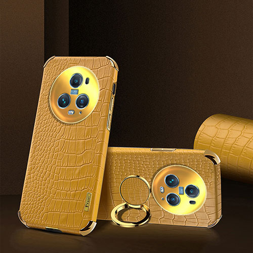 Soft Luxury Leather Snap On Case Cover XD2 for Huawei Honor Magic5 Pro 5G Yellow