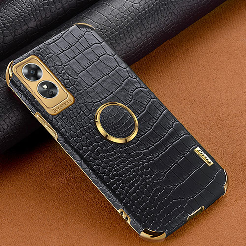 Soft Luxury Leather Snap On Case Cover XD2 for Oppo A17 Black