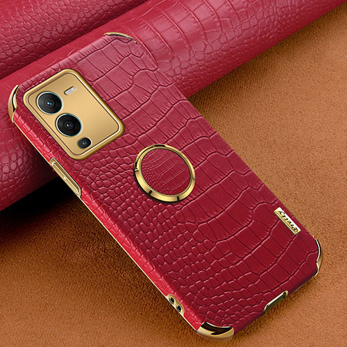 Soft Luxury Leather Snap On Case Cover XD2 for Vivo V25 Pro 5G Red