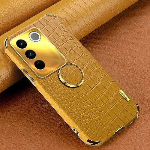 Soft Luxury Leather Snap On Case Cover XD2 for Vivo V27 Pro 5G Yellow