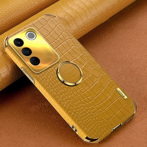 Soft Luxury Leather Snap On Case Cover XD2 for Vivo V27e 5G Yellow