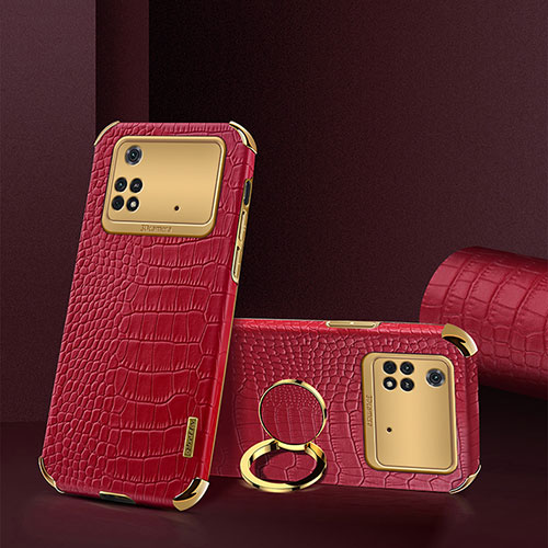 Soft Luxury Leather Snap On Case Cover XD2 for Xiaomi Poco M4 Pro 4G Red