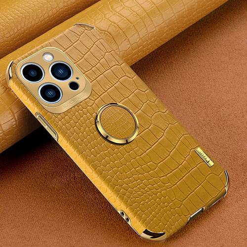 Soft Luxury Leather Snap On Case Cover XD3 for Apple iPhone 13 Pro Yellow