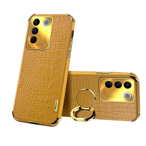 Soft Luxury Leather Snap On Case Cover XD3 for Vivo V27e 5G Yellow