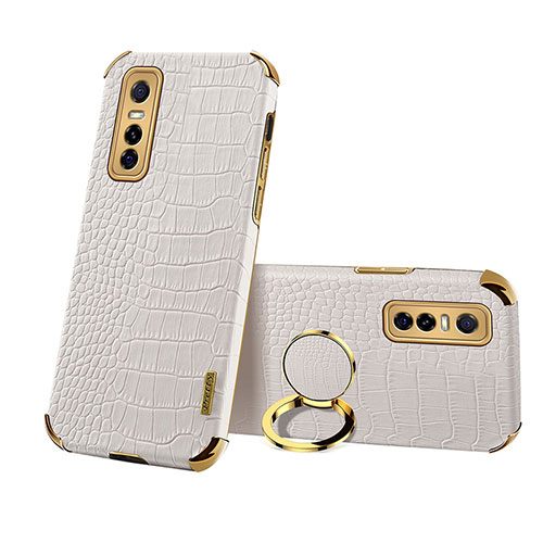 Soft Luxury Leather Snap On Case Cover XD3 for Vivo Y73s 5G White