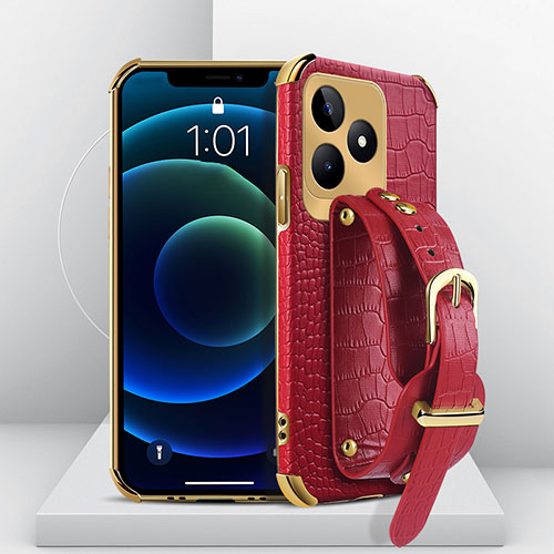 Soft Luxury Leather Snap On Case Cover XD4 for Realme C67 Red