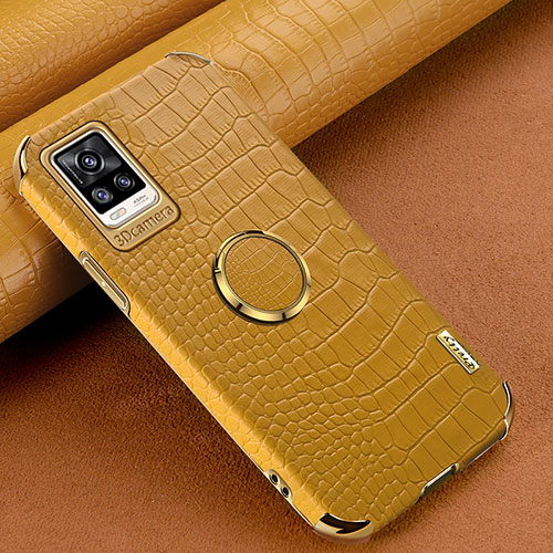 Soft Luxury Leather Snap On Case Cover XD4 for Vivo V20 (2021) Yellow