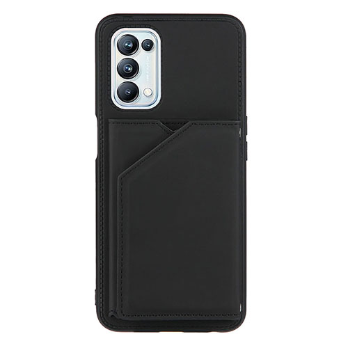 Soft Luxury Leather Snap On Case Cover Y01B for Oppo A54 5G Black