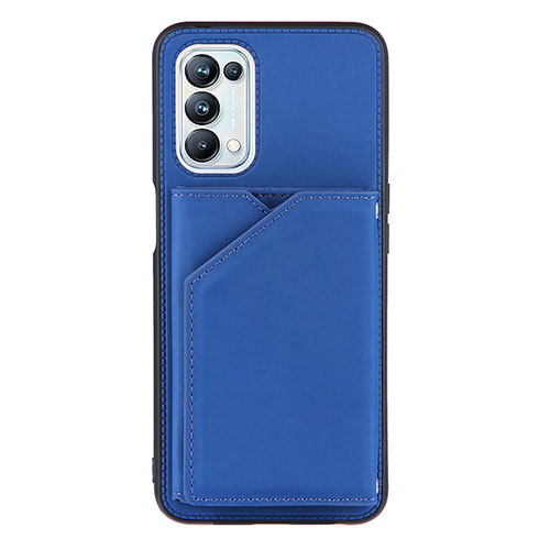 Soft Luxury Leather Snap On Case Cover Y01B for Oppo A54 5G Blue