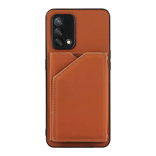 Soft Luxury Leather Snap On Case Cover Y01B for Oppo A95 4G Brown