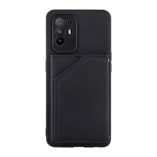 Soft Luxury Leather Snap On Case Cover Y01B for Oppo A95 5G Black