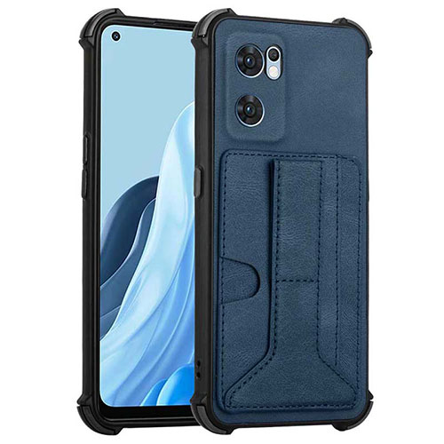 Soft Luxury Leather Snap On Case Cover Y01B for Oppo Find X5 Lite 5G Blue