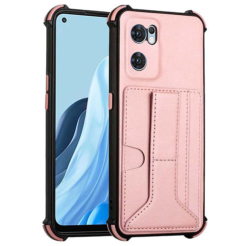 Soft Luxury Leather Snap On Case Cover Y01B for Oppo Find X5 Lite 5G Rose Gold