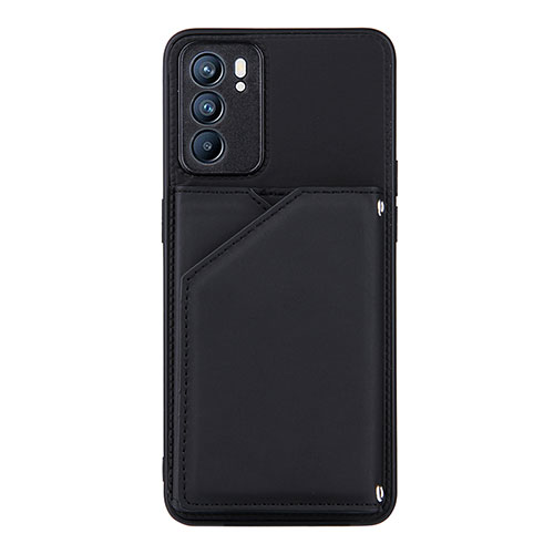 Soft Luxury Leather Snap On Case Cover Y01B for Oppo Reno6 5G Black