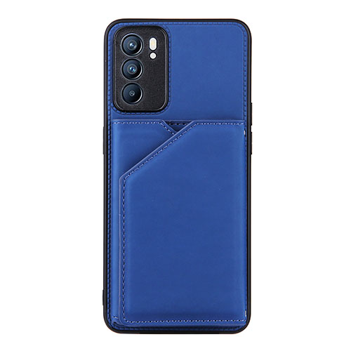 Soft Luxury Leather Snap On Case Cover Y01B for Oppo Reno6 5G Blue