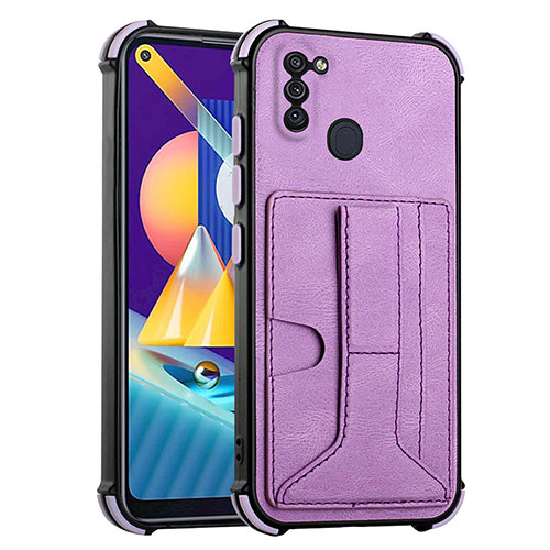 Soft Luxury Leather Snap On Case Cover Y01B for Samsung Galaxy A11 Purple