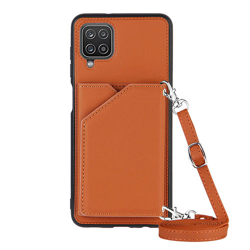 Soft Luxury Leather Snap On Case Cover Y01B for Samsung Galaxy A12 Nacho Brown