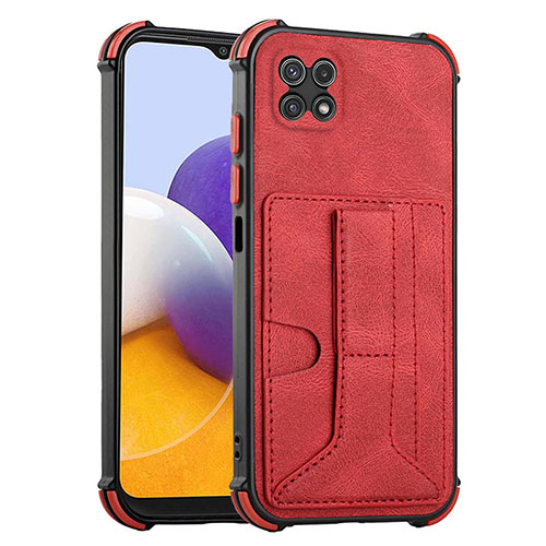 Soft Luxury Leather Snap On Case Cover Y01B for Samsung Galaxy A22 5G Red