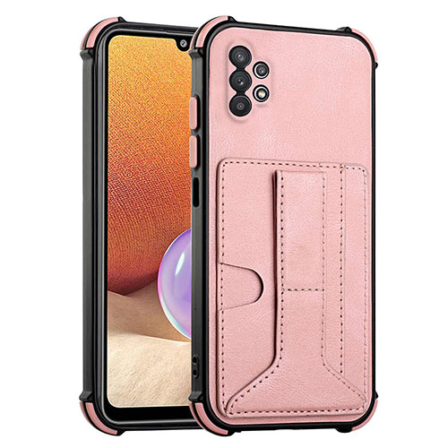 Soft Luxury Leather Snap On Case Cover Y01B for Samsung Galaxy A32 5G Rose Gold