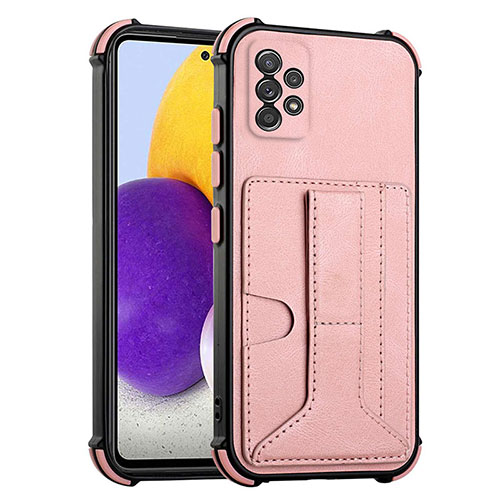 Soft Luxury Leather Snap On Case Cover Y01B for Samsung Galaxy A52s 5G Rose Gold