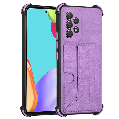 Soft Luxury Leather Snap On Case Cover Y01B for Samsung Galaxy A53 5G Purple