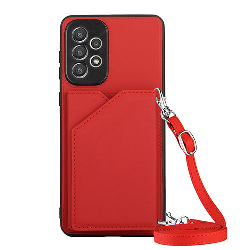 Soft Luxury Leather Snap On Case Cover Y01B for Samsung Galaxy A73 5G Red