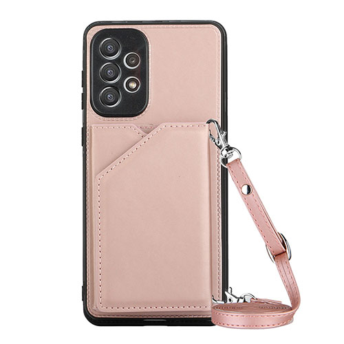 Soft Luxury Leather Snap On Case Cover Y01B for Samsung Galaxy A73 5G Rose Gold