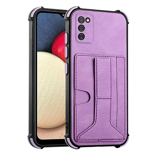 Soft Luxury Leather Snap On Case Cover Y01B for Samsung Galaxy F02S SM-E025F Purple