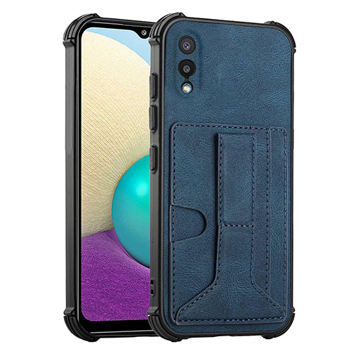 Soft Luxury Leather Snap On Case Cover Y01B for Samsung Galaxy M02 Blue