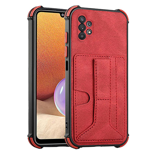 Soft Luxury Leather Snap On Case Cover Y01B for Samsung Galaxy M32 5G Red