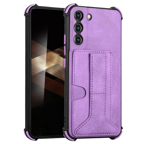 Soft Luxury Leather Snap On Case Cover Y01B for Samsung Galaxy S24 5G Purple