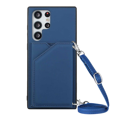 Soft Luxury Leather Snap On Case Cover Y01B for Samsung Galaxy S25 Ultra 5G Blue