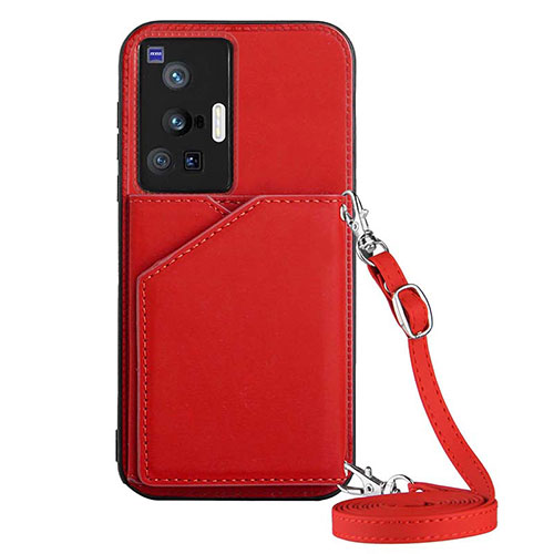 Soft Luxury Leather Snap On Case Cover Y01B for Vivo X70 Pro 5G Red