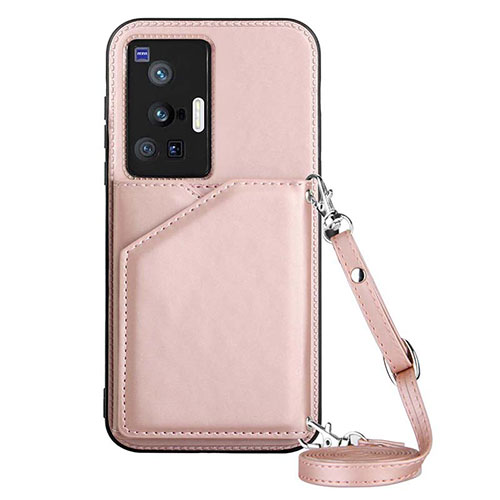Soft Luxury Leather Snap On Case Cover Y01B for Vivo X70 Pro 5G Rose Gold