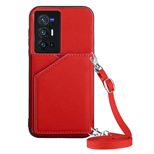 Soft Luxury Leather Snap On Case Cover Y01B for Vivo X70 Pro+ Plus 5G Red