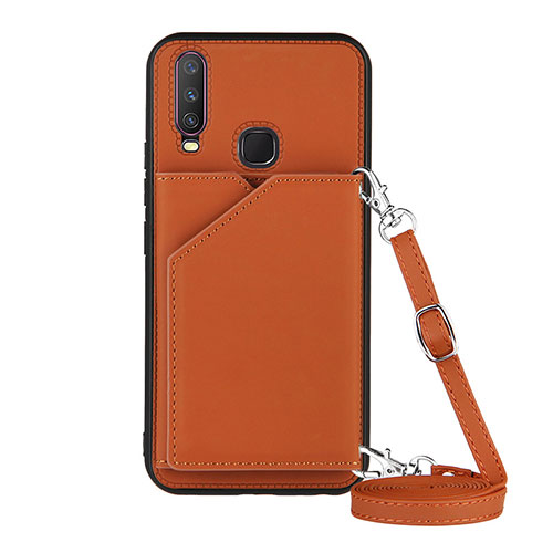 Soft Luxury Leather Snap On Case Cover Y01B for Vivo Y11 Brown