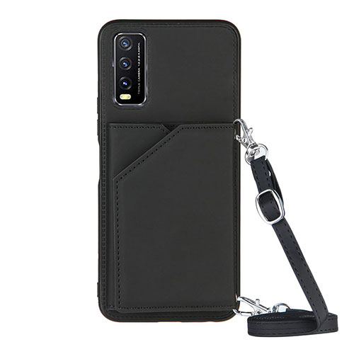 Soft Luxury Leather Snap On Case Cover Y01B for Vivo Y12s (2021) Black