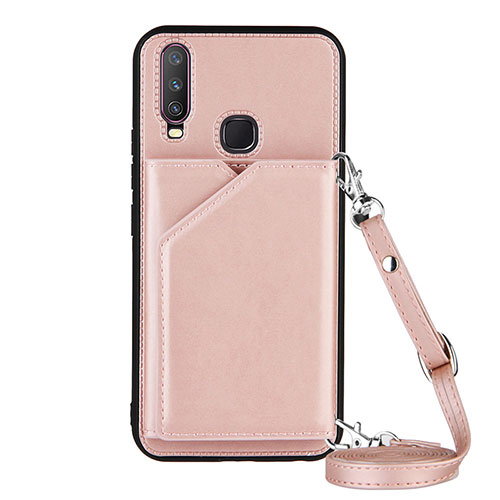 Soft Luxury Leather Snap On Case Cover Y01B for Vivo Y3 Rose Gold