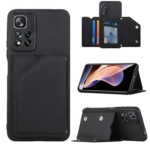 Soft Luxury Leather Snap On Case Cover Y01B for Xiaomi Poco X4 NFC Black