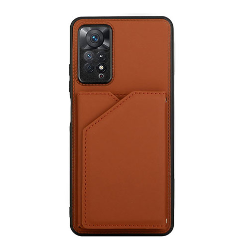 Soft Luxury Leather Snap On Case Cover Y01B for Xiaomi Redmi Note 11 Pro 5G Brown