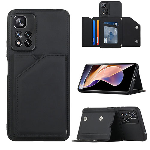 Soft Luxury Leather Snap On Case Cover Y01B for Xiaomi Redmi Note 11 Pro+ Plus 5G Black