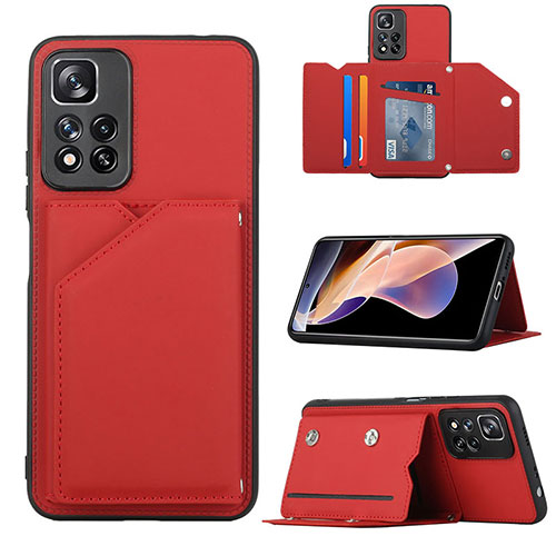 Soft Luxury Leather Snap On Case Cover Y01B for Xiaomi Redmi Note 11 Pro+ Plus 5G Red