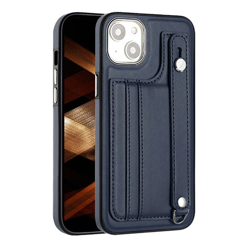 Soft Luxury Leather Snap On Case Cover Y02B for Apple iPhone 14 Blue