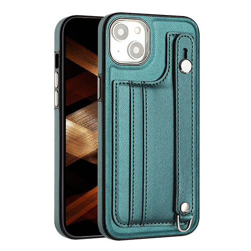 Soft Luxury Leather Snap On Case Cover Y02B for Apple iPhone 15 Green