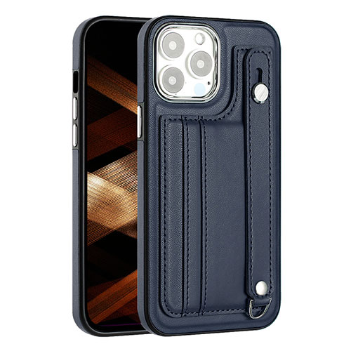 Soft Luxury Leather Snap On Case Cover Y02B for Apple iPhone 15 Pro Max Blue