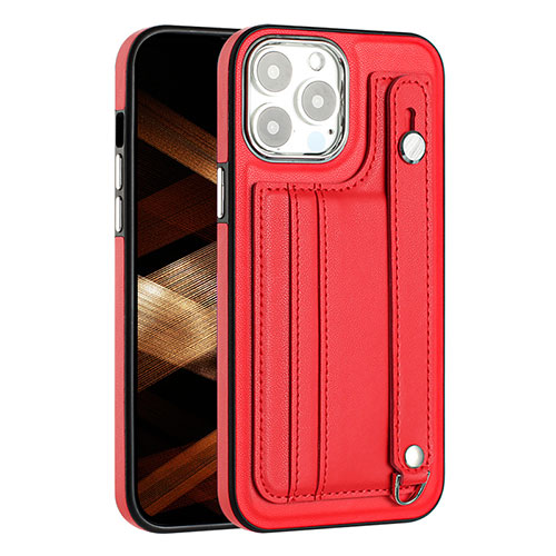 Soft Luxury Leather Snap On Case Cover Y02B for Apple iPhone 15 Pro Max Red