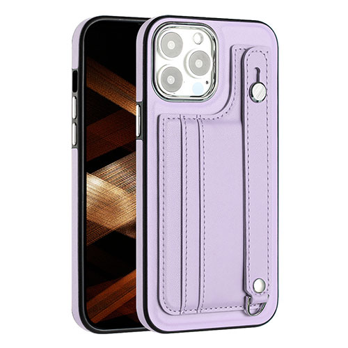 Soft Luxury Leather Snap On Case Cover Y02B for Apple iPhone 16 Pro Clove Purple