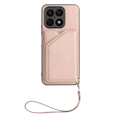 Soft Luxury Leather Snap On Case Cover Y02B for Huawei Honor X8a 4G Rose Gold